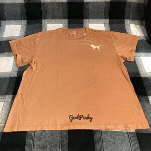 VS PINK TOFFEE SHORT SLEEVE CAMPUS TEE W/ MINI DOG LIMITED EDITION SIZE XL